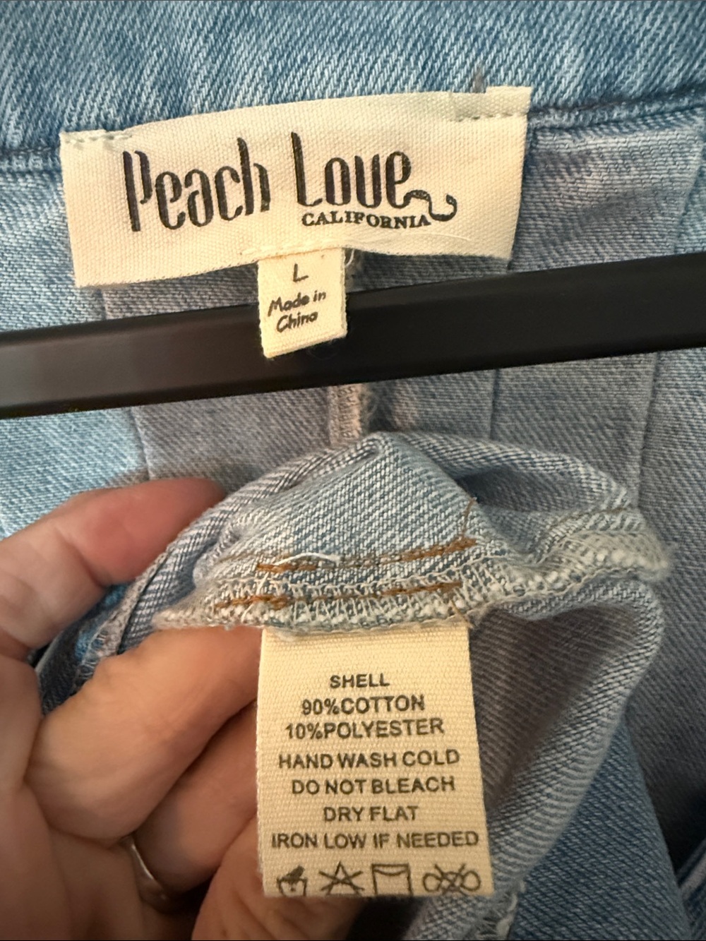 Peach Love California Light Blue Polka Dot Denim Romper - Picture 2 of 6